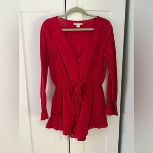 Billabong red linen romper